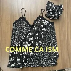 コムサイズム　花柄ドットキャミソール ブラック