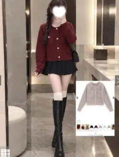 GRL ブークレニットカーディガン レッド