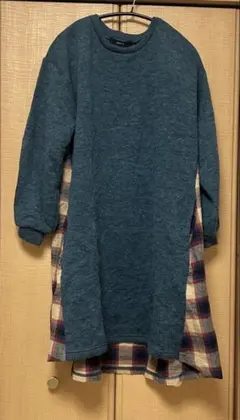 as know as チェック柄切り替えチュニックワンピース フリーサイズ 長袖