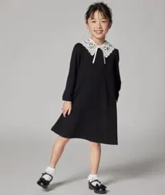 COMME CA ISM レース襟付き ポンチワンピース