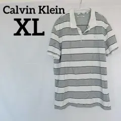 Calvin Klein 【XL】半袖ポロシャツ グレー ボーダー