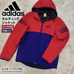adidas NEO 中綿 キルティングジャケット 赤×紫 M 3本ライン
