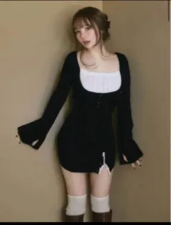 ANDMARY Lily crochet mini dress black - メルカリ