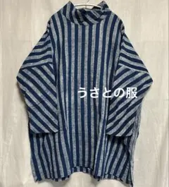 うさとの服。青と白のストライプ チュニック うさとの服。青と白のストライプ チュニック