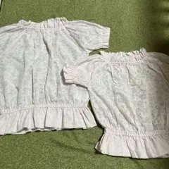 姉妹お揃い　フリル付き花柄ブラウス 100・120サイズセット