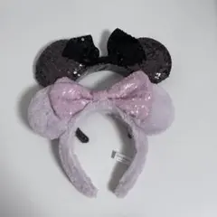 ディズニー カチューシャ ファー スパンコール ピンク ブラック セット