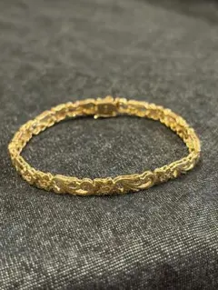 ハワイ購入ハワイアンジュエリー 14K ゴールド ブレスレットスクロールバングル