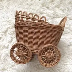 〖飾りかご〗籐 ラタン バスケット インテリア雑貨 昭和レトロ