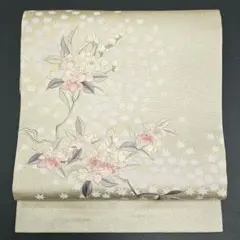 ぽ*つ様 No.206 名古屋帯 名古屋仕立 九寸 花柄 刺繍