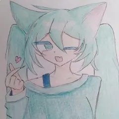 手描きイラスト 猫耳 初音ミク