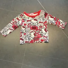 ベビードール ハローキティ コラボ 総柄 ロンT 80 サンリオ 赤 長袖