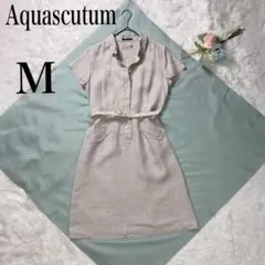 Aquascutum リネンワンピース ベルト付 Mサイズ アクアスキュータムのサムネイル