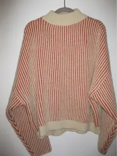 select MOCAバイカラーリブ編みニット