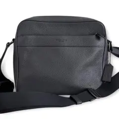 極美品 COACH ロゴ型押し オールレザー スクエア型 ショルダーバッグ