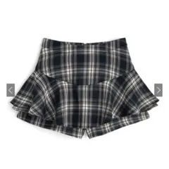 チェック柄フリルスカートパンツ