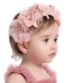 花飾り付きピンクカチューシャ