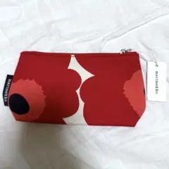 【新品・タグ付】marimekko マリメッコ　ポーチ　マチあり　赤　レッドのサムネイル