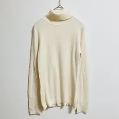GU ジーユー 薄手 タートルネック リブニット トップス M アイボリー