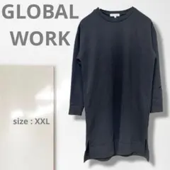 n3【グローバルワーク】カットソー/大きい チュニック丈 シンプル XXL 楽