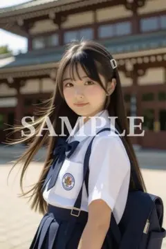 【AIアート写真】美女グラマラス 制服ハガキサイズ 光沢紙