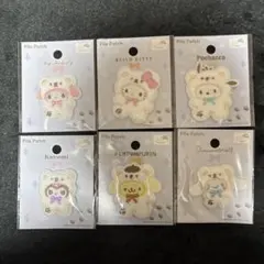 n*a様 サンリオキャラクターズ パイルワッペン パッチ シール セリア 6種コ