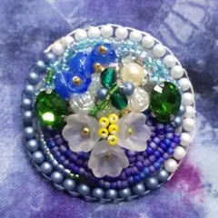 フラワーブーケ ビーズ刺繍 ハンドメイド