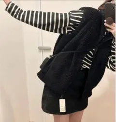 ベスト ジレ フリース ジップアップ フェイクファー ベスト 襟付き ふわふわ