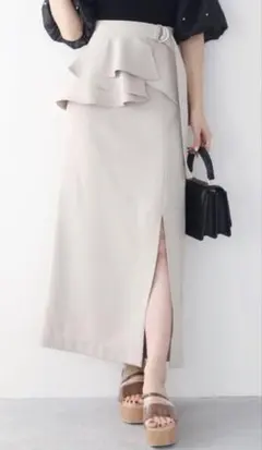MERCURYDUO ペプラムベルテットスリットスカート