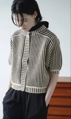 ま*い様 CLANE ストライプ ニット 半袖 カーディガンのサムネイル