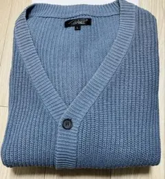 メンズカーディガン ニット生地　ブルー　Lサイズ
