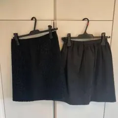 【未使用】2着セット フレアスカート タイトスカート黒 紺色 ネイビー ひざ丈