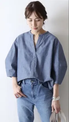 マーガレット・ハウエル リネンノーカラーシャツ 美品 - メルカリ