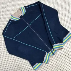 フリースジャケット ジップアップ ネイビー イエロー ブルー