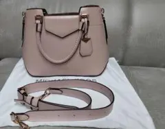 【極美品】マイケルコース 牛革 ピンク ベージュ 2wayバッグ ショルダー付き