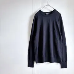 ユニクロ メリノクルーネック セーター ネイビー 長袖 ニット 薄手 XL 春