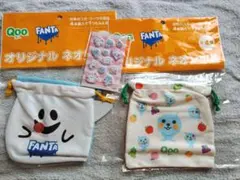 Qoo FANTA オリジナル ネオン巾着 2種セット ステッカー付