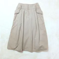 GIANNI LO GIUDICE フレアスカート　サイド36　ベージュ系