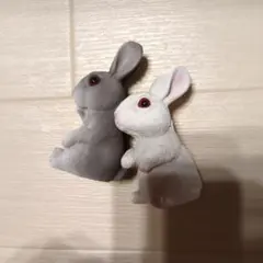 うさぎ 置物 2体セット グレー ホワイト