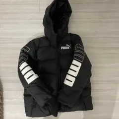 冬物処分セールPUMA フード付きダウンジャケット ブラック/オリーブ 
