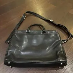 COACH 黒レザー ビジネスバッグ ストライプデザイン - メルカリ