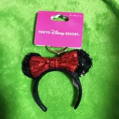 ミニー 耳 カチューシャ キーホルダー スパンコール