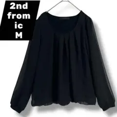 2nd from ic 黒 長袖ブラウス Mサイズ 薄手 セカンドフロムブラック