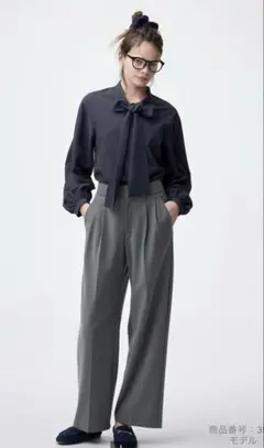 新品　タックワイドパンツ ダークグレー Mサイズ
