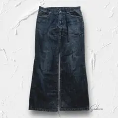 Y5195【キュービックシュガー】ブラックデニムパンツ ワイドシルエット