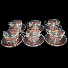 アデリアガラス製 ティーカップ・ソーサー6客