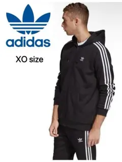 adidas オリジナルス ブラック 3本ライン ジップアップパーカー
