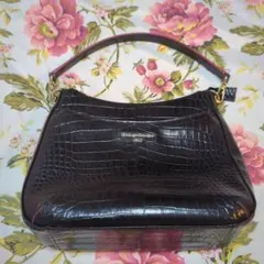 モーダプリンチペ クロコ型押しショルダーバッグ 黒