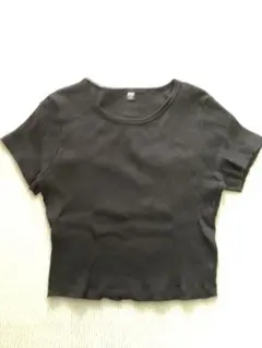 ユニクロ UNIQLOリブクロップドT 半袖 Mサイズ 黒