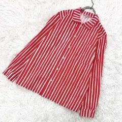 マリメッコ 長袖シャツ ピッコロ ヨカポイカ 赤 白 S 相当（140-146）