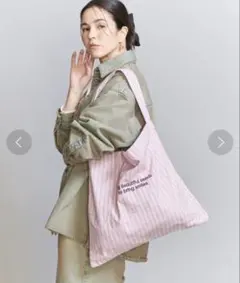 ＜beej＞ストライプ エンブロイダリー ショルダーバッグ